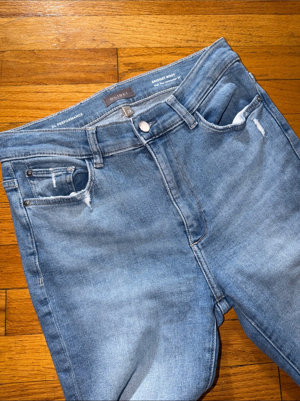 DL1961 Faded Light Blue Slim Straight Jeans